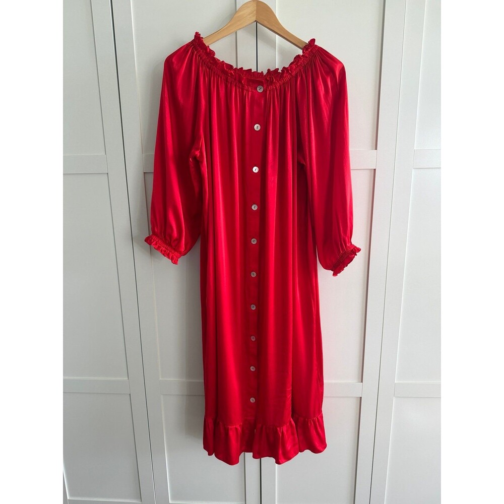 100% silk luxury scarlet red loungewear dress